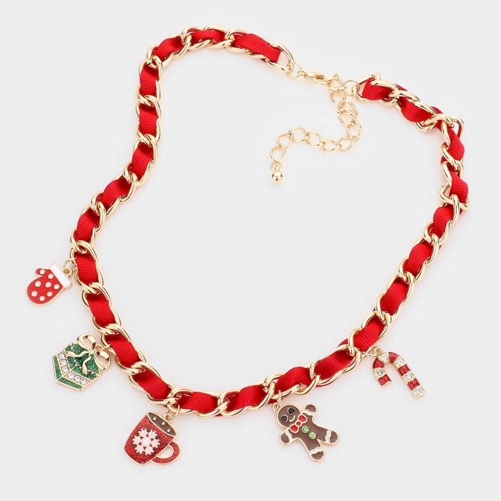 "Festive Christmas Gift Set: Snowflake Mug, Gingerbread Man & Candy Cane Necklac - Picture 2 of 2